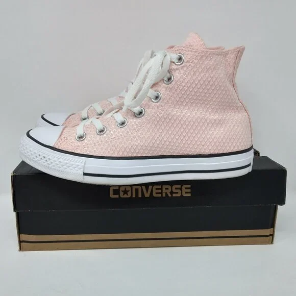 Women's Converse Chuck Taylor All Star Hi-Top White/Vapor Pink/White Sneakers-S7 - Picture 4 of 7